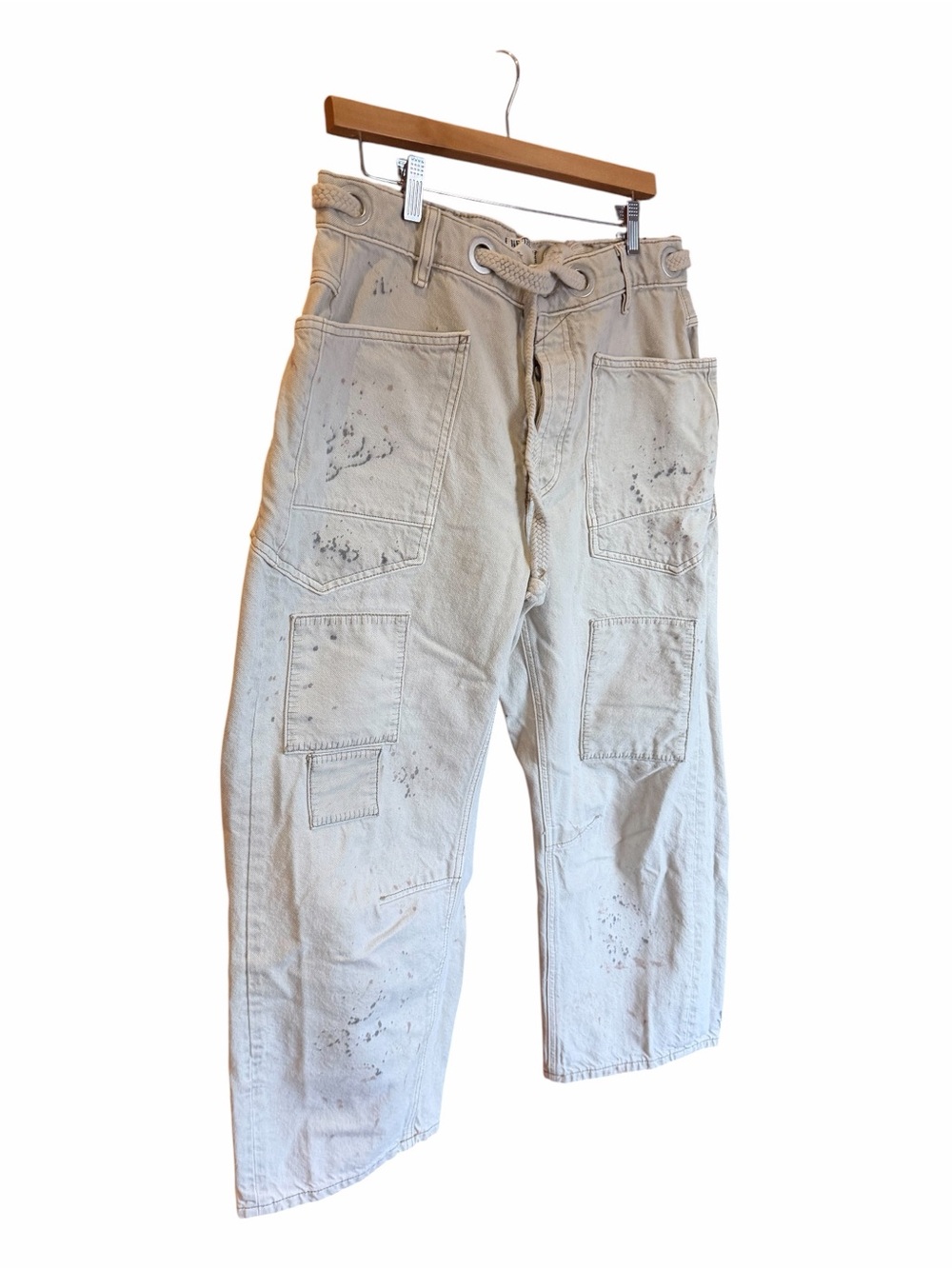 NWT FREE PEOPLE WE THE FREE Moxie Low Slung Barrel Jeans Jetty Splatter‎ 29 - Picture 5 of 16
